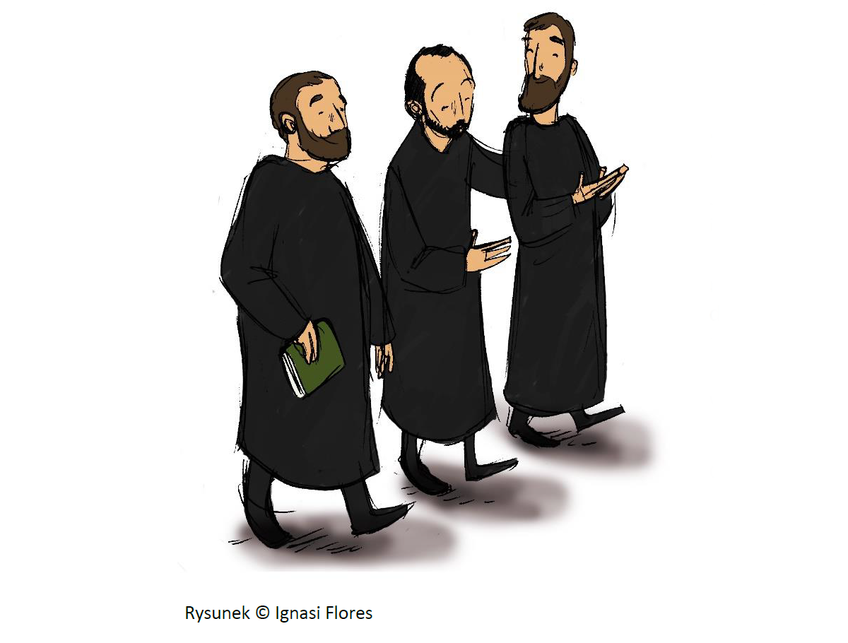 Rysunek - św. Ignacy i dwóch towarzyszy